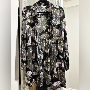 Style&Co Floral long button down shirt
